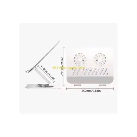 Support Réglable Pour Pc Portable Et Tablette Avec Ventilateur De Refroidissement Intégré thumbnail 2