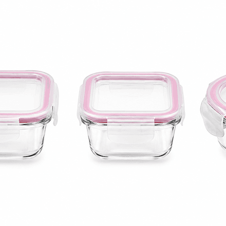 Set De 3 Boîtes Hermétiques En Verre Avec Couvercles Étanches thumbnail 1