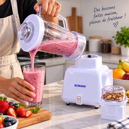 Mixeur Blender 2 En 1 – 36 × 17 Cm + Broyeur 10,5 × 8,5 Cm – Bol 1 L – Lames En Acier Inoxydable thumbnail 5