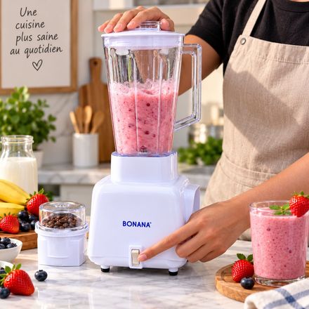 Mixeur Blender 2 En 1 – 36 × 17 Cm + Broyeur 10,5 × 8,5 Cm – Bol 1 L – Lames En Acier Inoxydable thumbnail 6