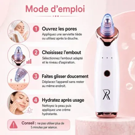Aspirateur Points Noirs Rechargeable Usb Nettoyeur De Pores Visage Anti Acné thumbnail 2