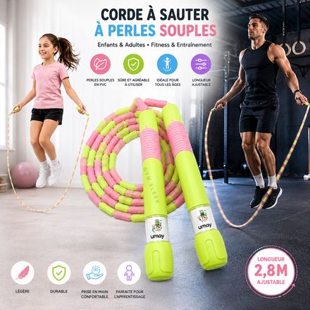 Corde À Sauter À Perles 2,8 M – Poignées Confortables Tpe  thumbnail 2