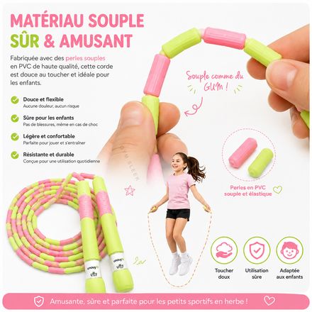 Corde À Sauter À Perles 2,8 M – Poignées Confortables Tpe  thumbnail 5
