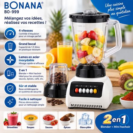 Bo-999 – Blender & Moulin 2-en-1, 1,5 L, 4 Vitesses –35cmx15 thumbnail 3