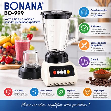 Bo-999 – Blender & Moulin 2-en-1, 1,5 L, 4 Vitesses –35cmx15 thumbnail 5