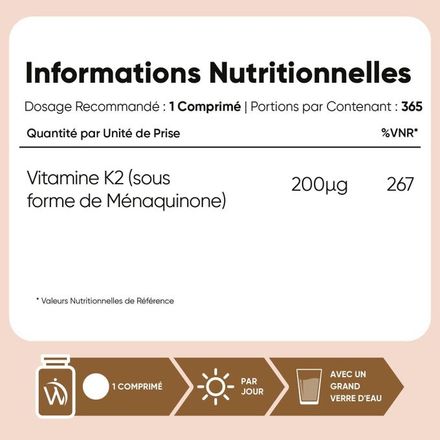 Vitamine K2 Mk-7 200 Μg 365 Comprimés thumbnail 2