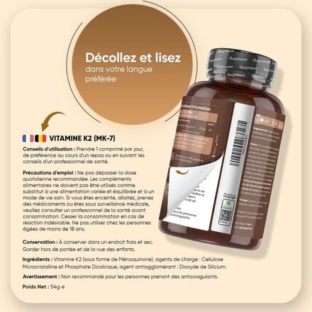 Vitamine K2 Mk-7 200 Μg 365 Comprimés thumbnail 3