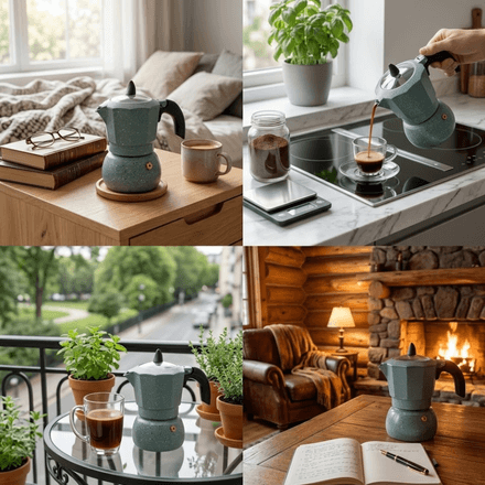 Cafetière Moka Italienne Effet Pierre – Élégance Et Café Intense thumbnail 3