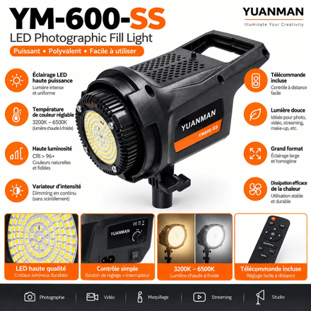 Projecteur Led Photographique Ym600-ss - 21cm X 20cm thumbnail 3