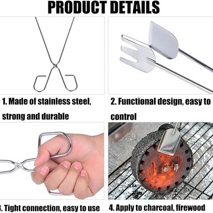 Ensemble De Pinces À Barbecue, Outils De Grillade En Acier thumbnail 3