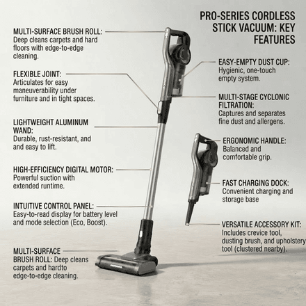 Aspirateur Balai Sans Fil 2-en-1 - Couleur Aléatoire - Bo-5067 thumbnail 4