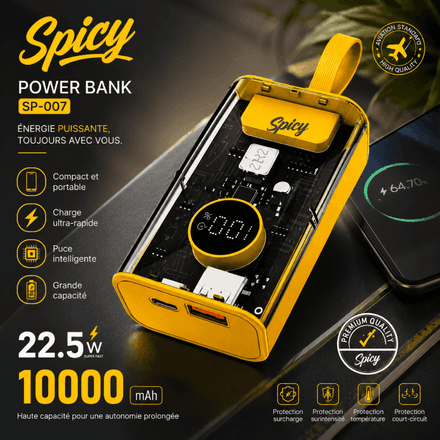 Power Bank Spicy Sp-007 10000mah 225w Charge Rapide thumbnail 2