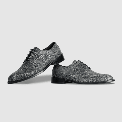 Miler: Derby - Cuir gris métallique