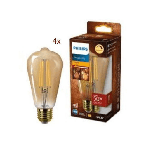Lot de 4 Ampoules LED Dimmable vintage E27 5,8-50W 640lm 2200K ST64 OR .
