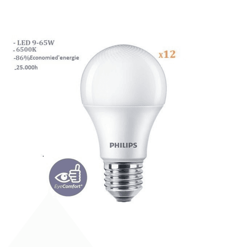 PACK 12 AMPOULES ESS LED BULB 9W E27 6500K 230V 1PF/12 MA lumière blanche