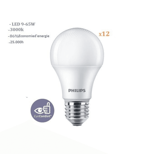 PACK 12 AMPOULES ESS LED BULB 9W E27 3000K 230V 1PF/12 MA