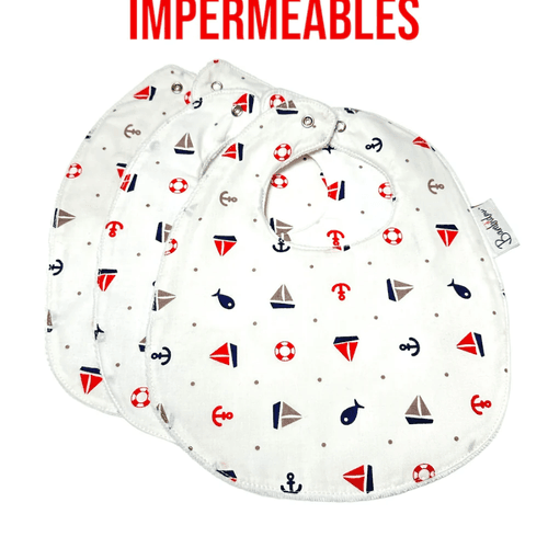 Pack 3 Bavoirs Classique Imperméable Petits Bateaux
