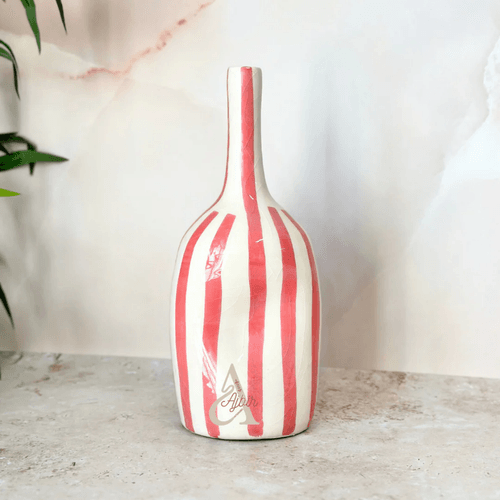 Vase bouteille rayé grand