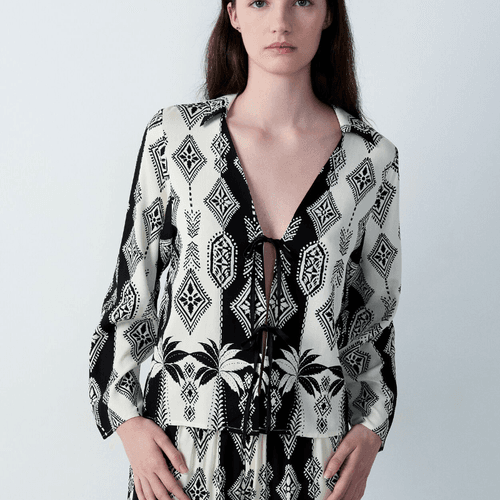 Déshabillé À Nouer Avec Motifs