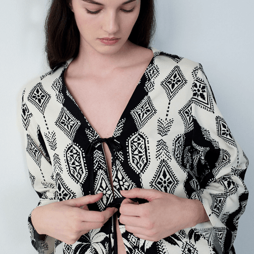 Déshabillé À Nouer Avec Motifs