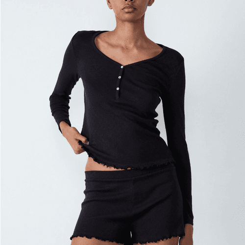 Short De Pyjama En Coton En Pointelle
