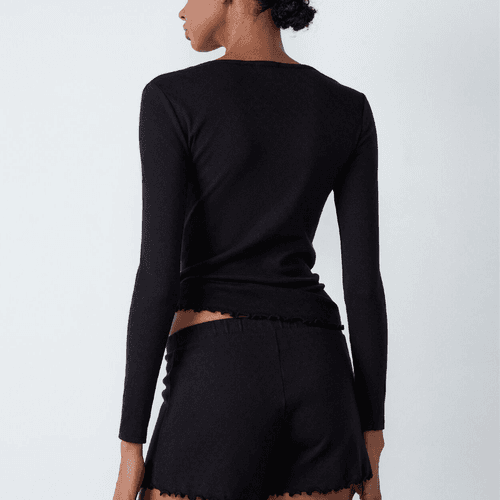 Short De Pyjama En Coton En Pointelle