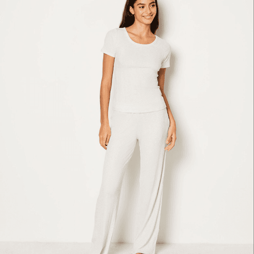 T-shirt de pyjama manches courtes en coton côtelé