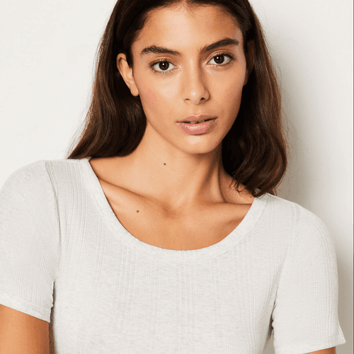 T-shirt de pyjama manches courtes en coton côtelé