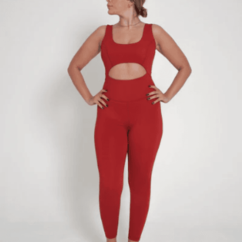 Jump Suit - Cut Out- Red Cherry