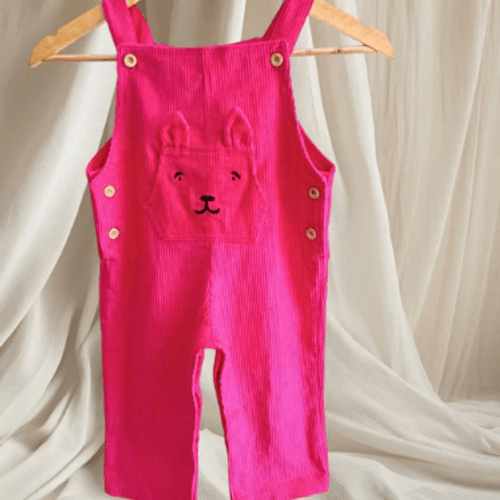 Salopette en velours pour enfant -Rose
