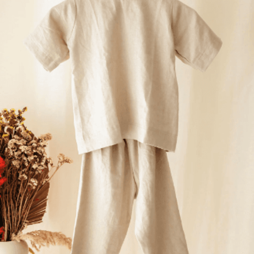 Ensemble En Lin Pour Enfant Pantalon Et Chemise Unisexe
