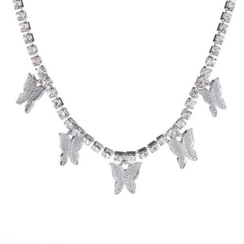 Collier Pendentif Papillon en Brillant Cristallisé