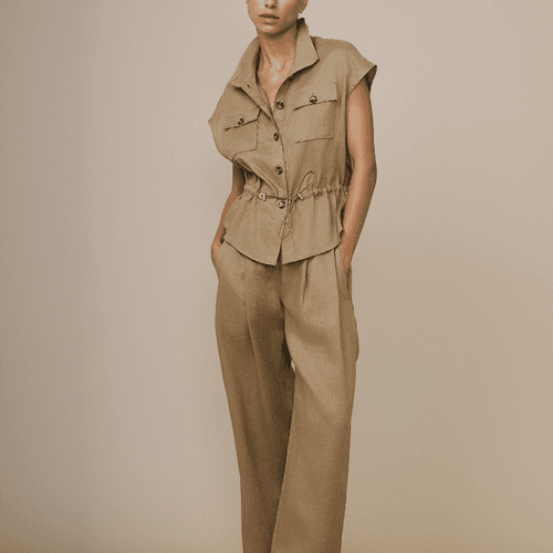 Pantalon en Lin Beige