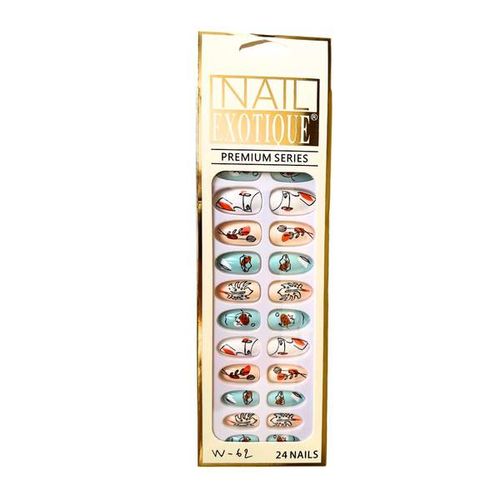 24 Pièces Faux Ongles Adhésif Double Face W-62