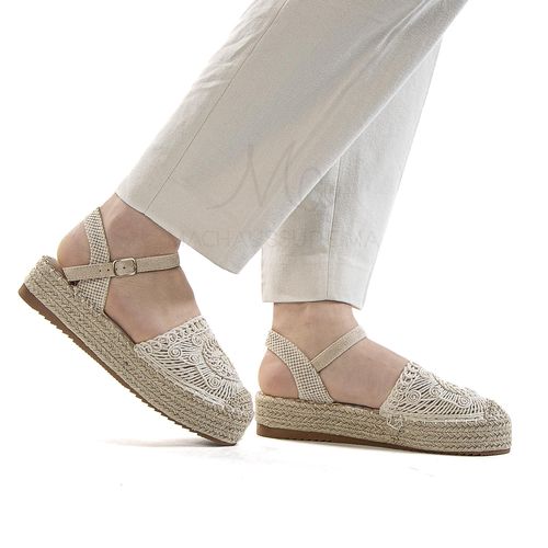 Wedge – Sandales Compensées En Beige