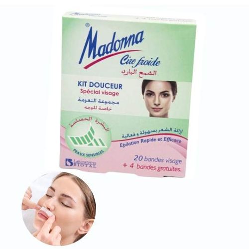 Madonna Bandes de Cire Froide Visage Peaux Sensible Verte