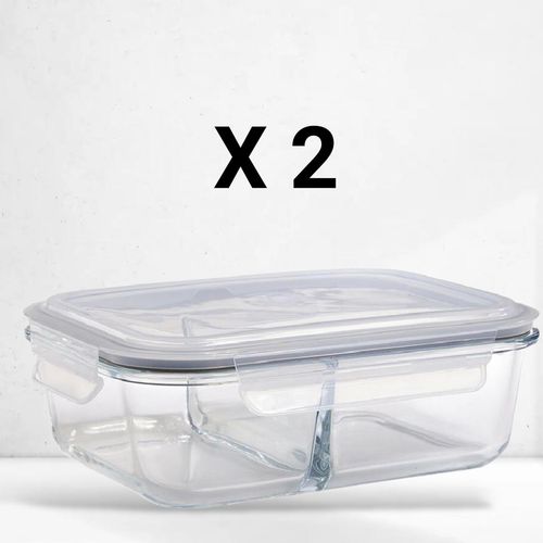 Set 2 boîtes en verre avec couvercles pour conservation GM 22/17cm/H7cm