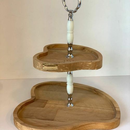 Présentoir serviteur à Gâteaux à 2 niveaux En Bois