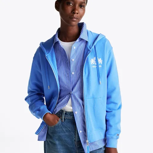 Sweat à Capuche Zippé à Logo Brodé