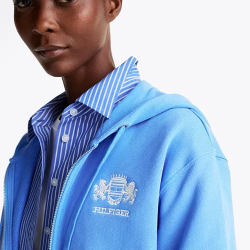 Sweat à Capuche Zippé à Logo Brodé