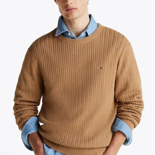 Pull à Col Ras-du-cou et Tissage Chevron