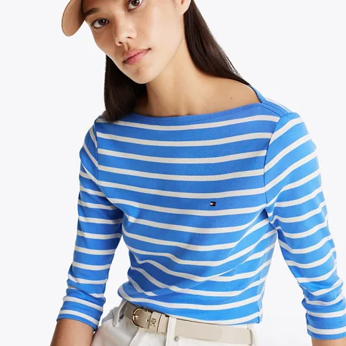 T-shirt Ajusté à Col Bateau