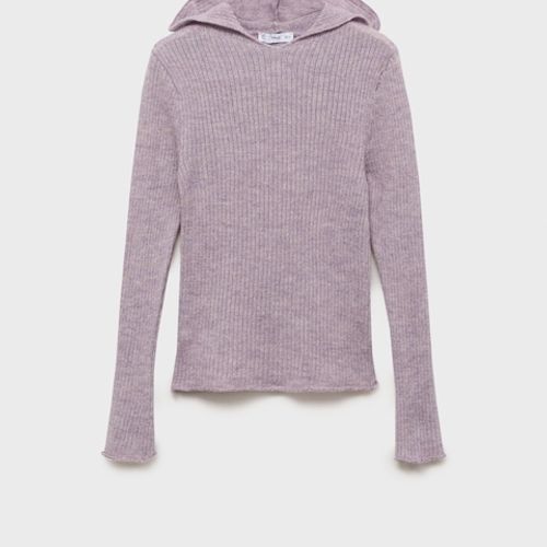 Pull-over Maille Côtelée Capuche