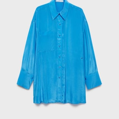Chemise Longue Satinée Fermeture Asymétrique