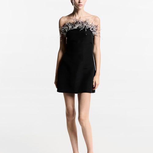 Robe Bustier Détail Plumes
