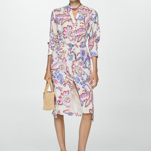 Robe en Imprimé Fleuri Nœud