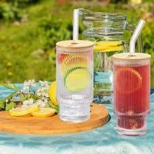 2 Gobelets Xl Verre Mug avec Couvercle et Paille, 500 Ml