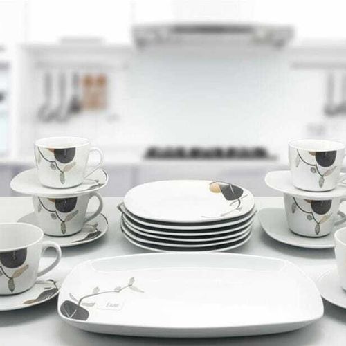 Service de table 19 pièces en porcelaine de qualité avec motifs colorés compatible lave vaissselle