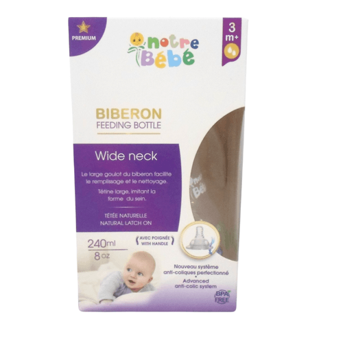 Biberon Wide Neck Avec Poignet +3m 240ml