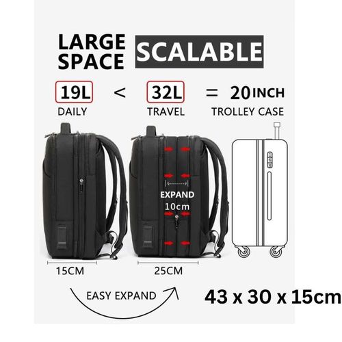 sac á dos, extensible, Ordinateur, grande capacité +10cm, voyage